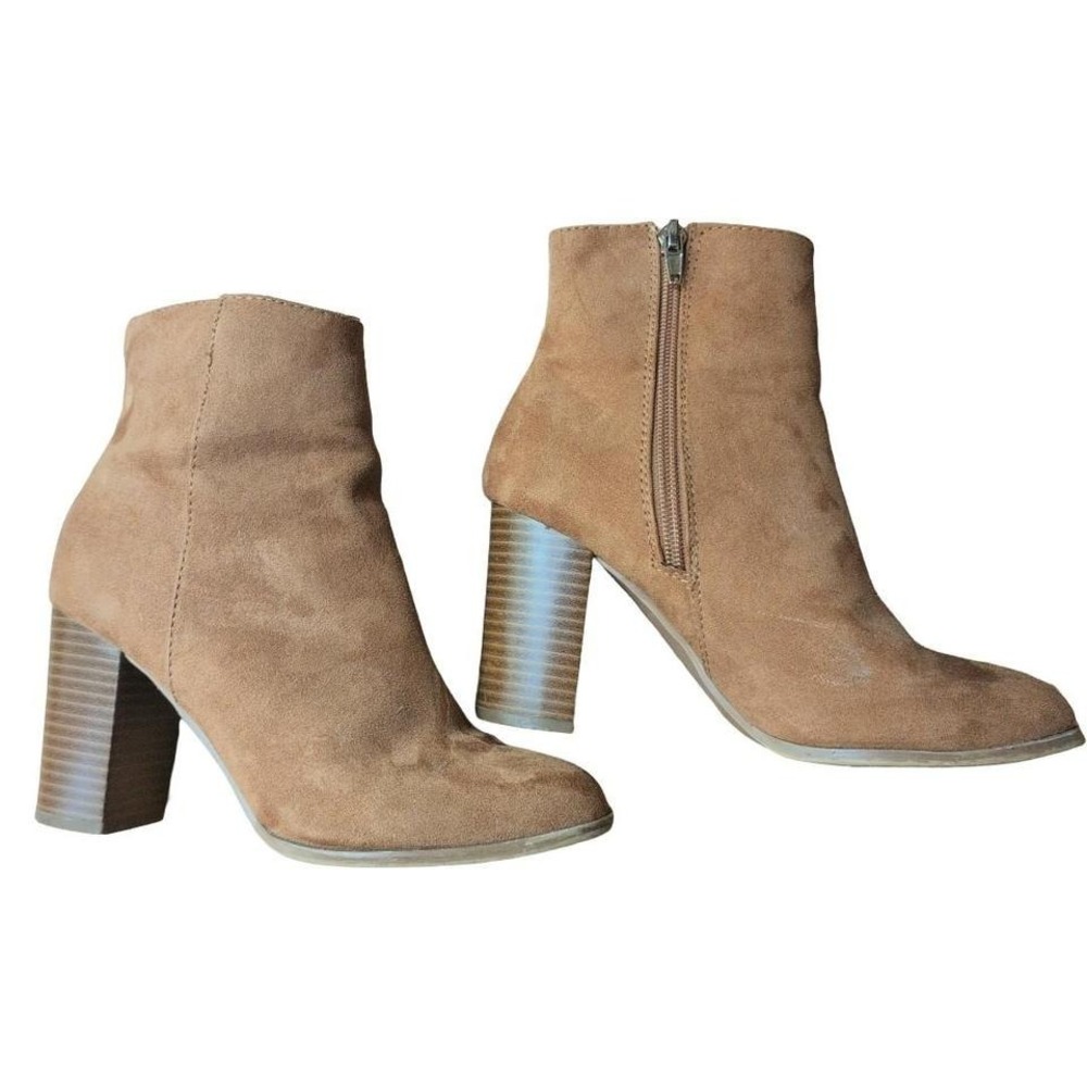 Asos Brown Suede Ankle Boots Block Stacked‎ Heel UK 3 US 5